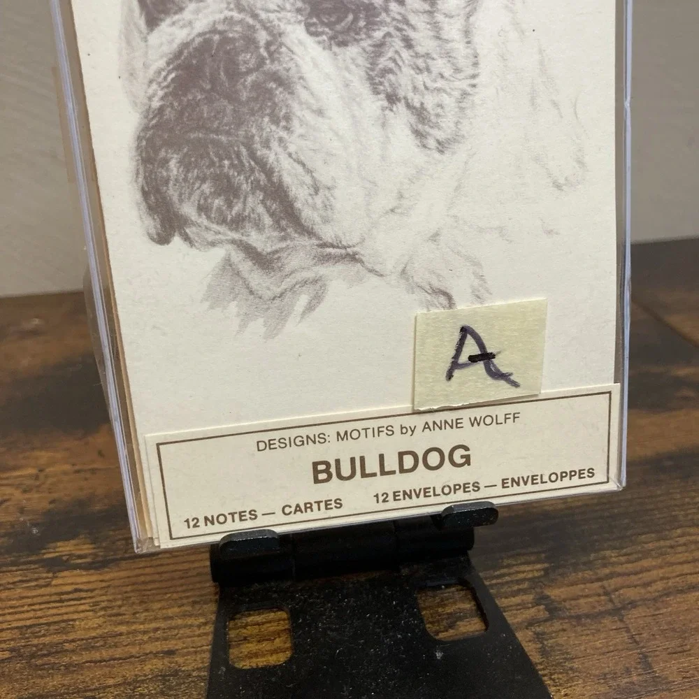 Anne Wolff Bulldog Cards 12 Notes & Envelopes Picture Pets Inc 5.5x3.5in Art